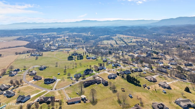 birds eye view of property featuring a mountain view