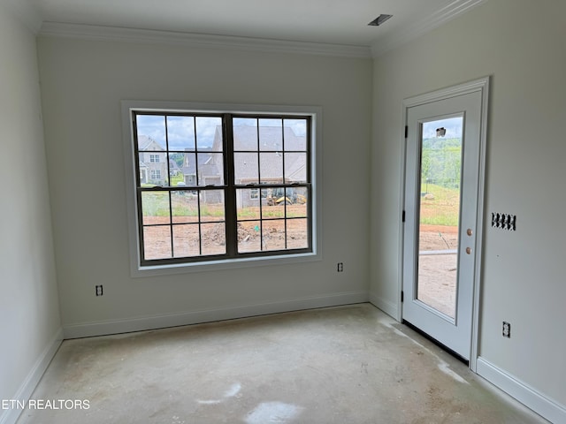 2127 Lantern Park Ln, Knoxville, TN 37932 - unfurnished room featuring concrete floors, plenty of natural light, and ornamental molding