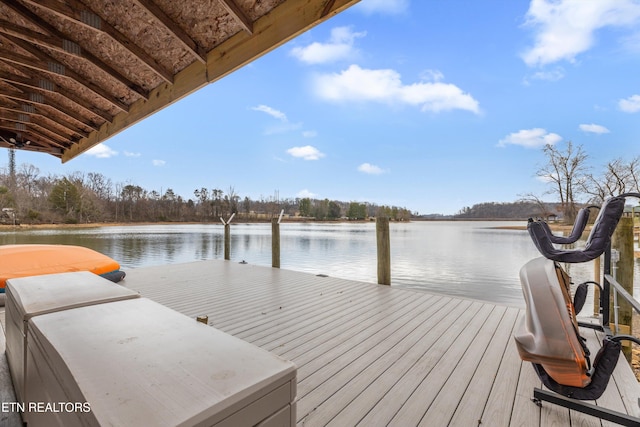 dock area featuring a water view