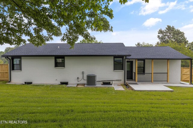 11433 Turkey Creek Rd, Knoxville, TN 37934 - back of property featuring a patio, roof with shingles, brick siding, and cooling unit
