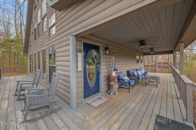 deck featuring ceiling fan