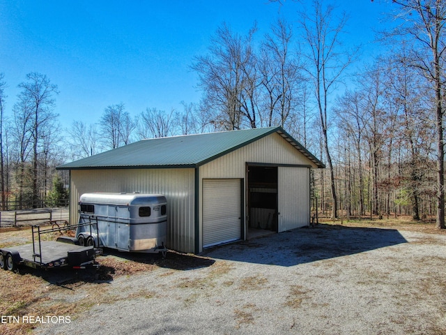 view of detached garage