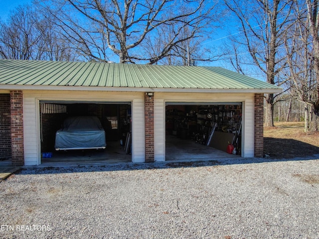 view of detached garage