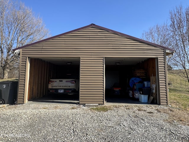 view of detached garage