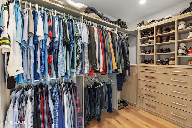 walk in closet featuring wood finished floors