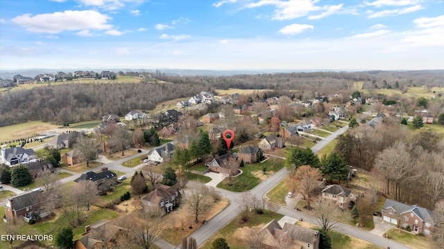 bird's eye view with a residential view