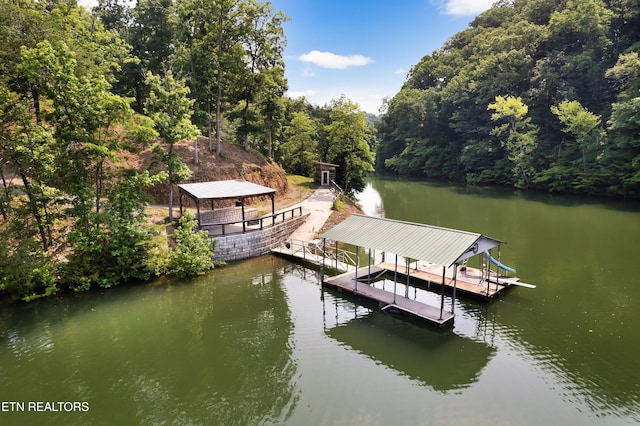 2356 Coaster Way, Sevierville, TN 37876 - dock area featuring a water view, a forest view, boat lift, and a gazebo