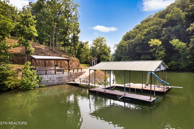 2356 Coaster Way, Sevierville, TN 37876 - dock area featuring a water view, boat lift, and a forest view