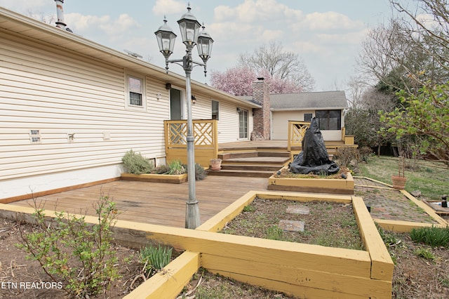 wooden terrace with a garden