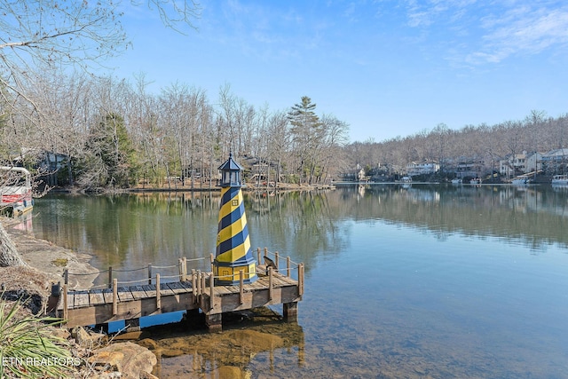 view of dock featuring a water view