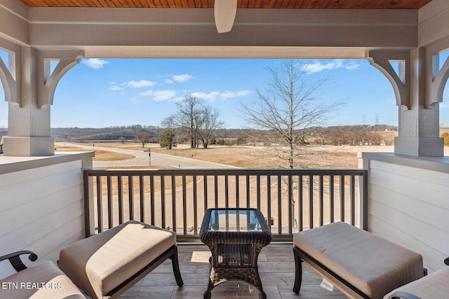 deck featuring a rural view