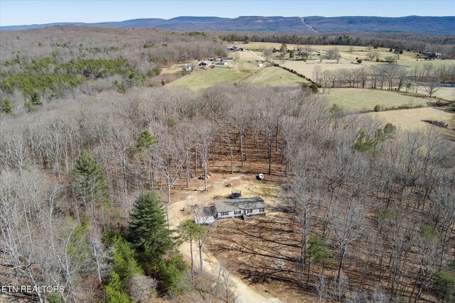 bird's eye view with a rural view and a mountain view