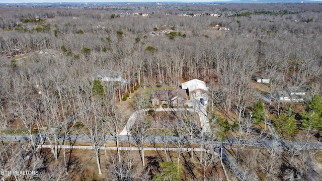 aerial view featuring a forest view