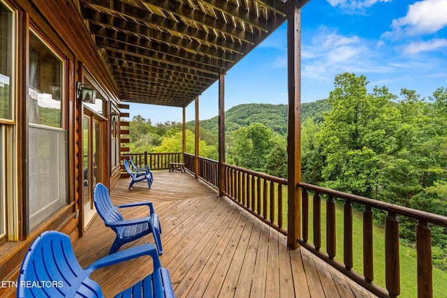 deck with a view of trees