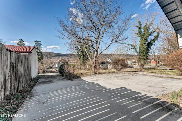 exterior space featuring a mountain view