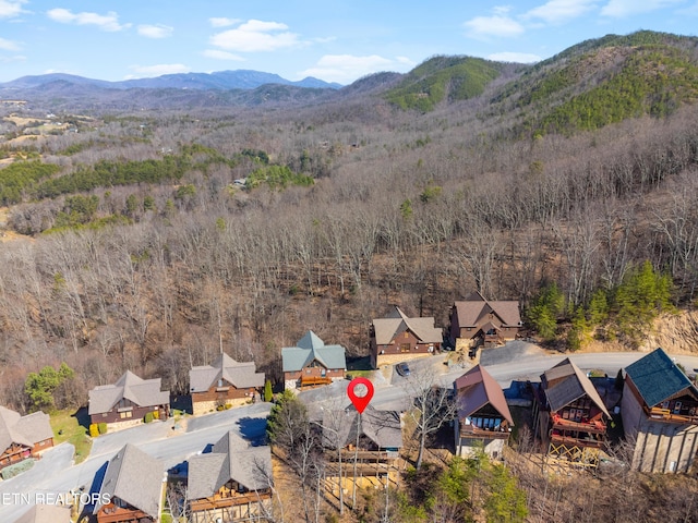 birds eye view of property featuring a residential view and a mountain view