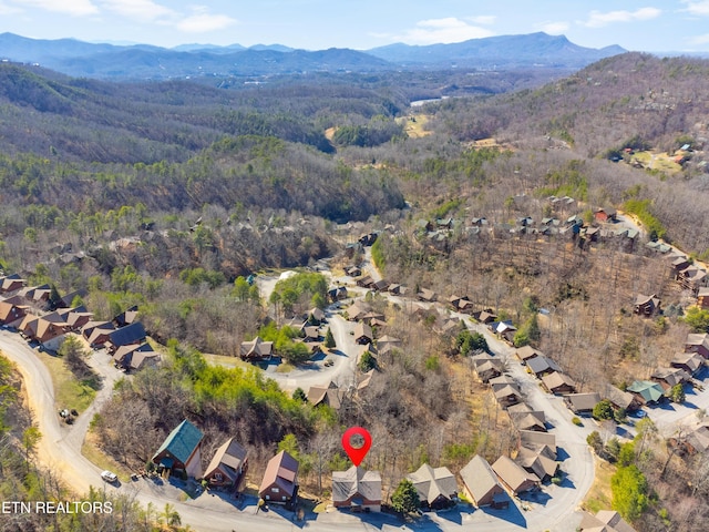 aerial view with a forest view and a mountain view