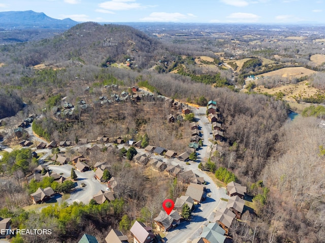 aerial view with a residential view and a mountain view