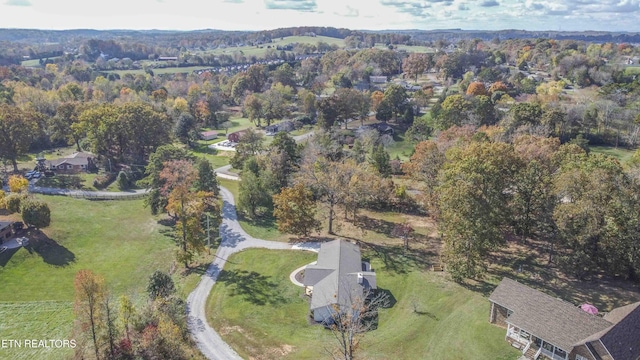 bird's eye view featuring a forest view