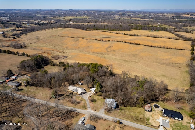 aerial view with a rural view