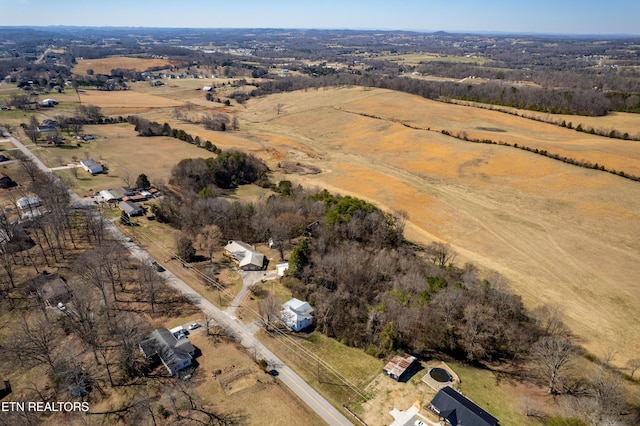 drone / aerial view featuring a rural view