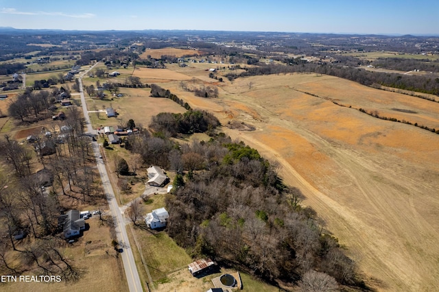 drone / aerial view with a rural view