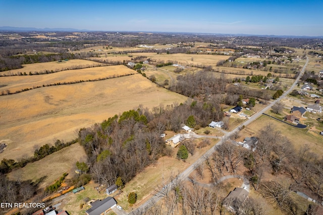 aerial view featuring a rural view