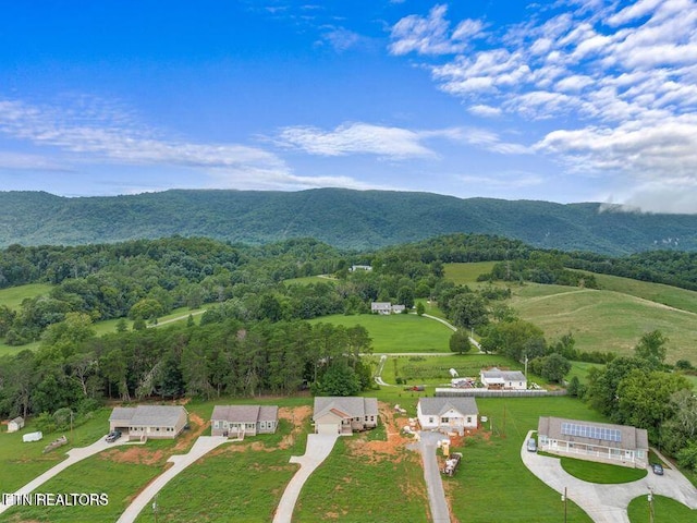 aerial view featuring a mountain view