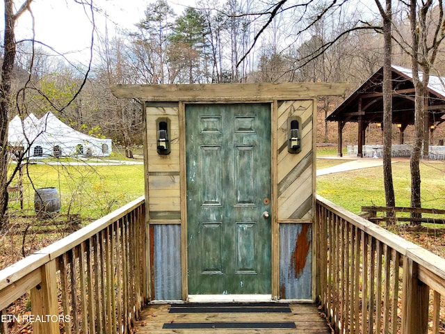 view of shed