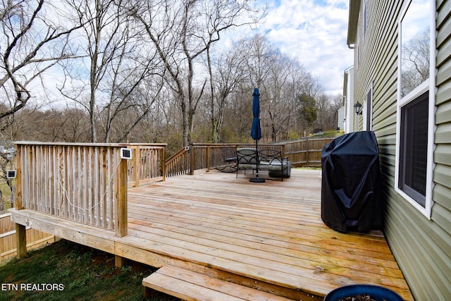 deck with a grill