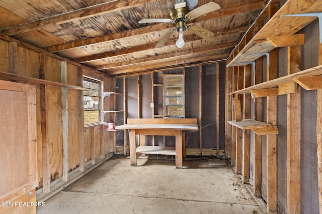 storage with a ceiling fan