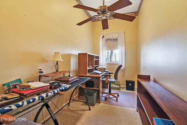 12 Killearn Ct, Crossville, TN 38558 - office with carpet floors, ceiling fan, and baseboards