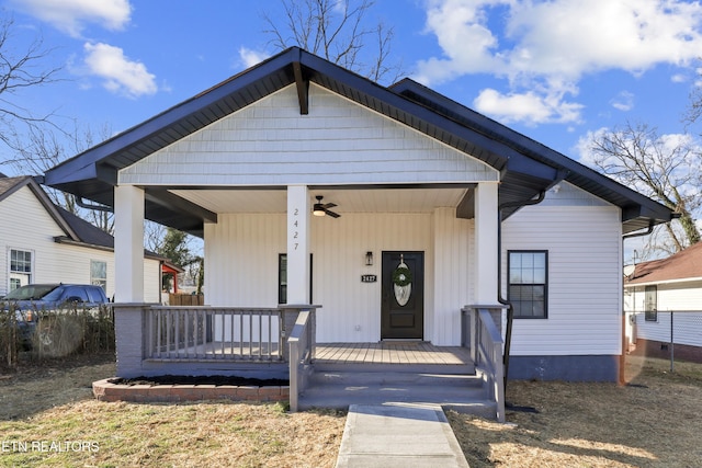 bungalow-style house featuring a porch