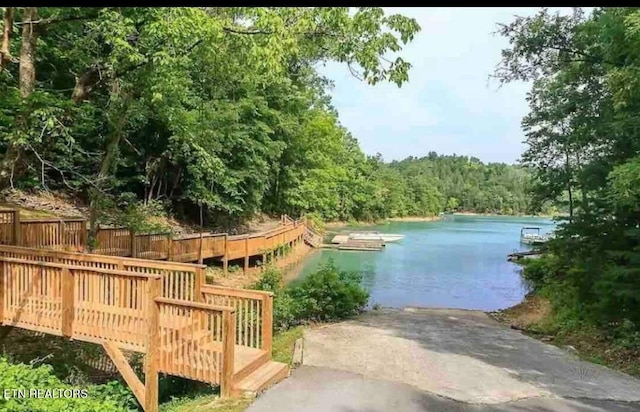 water view featuring a boat dock