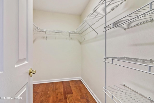 spacious closet with wood finished floors