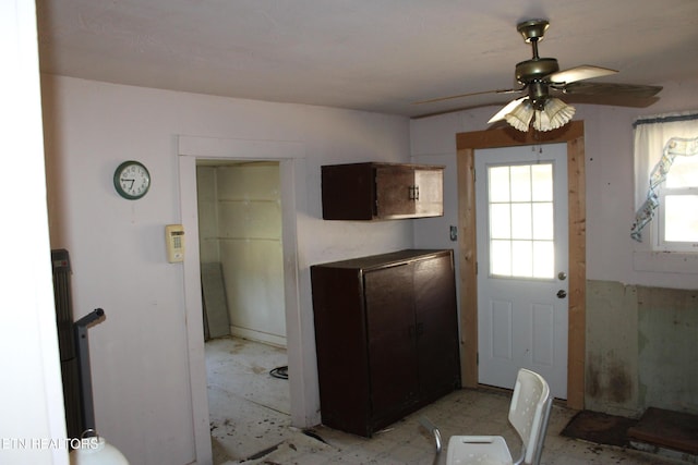 kitchen with a ceiling fan