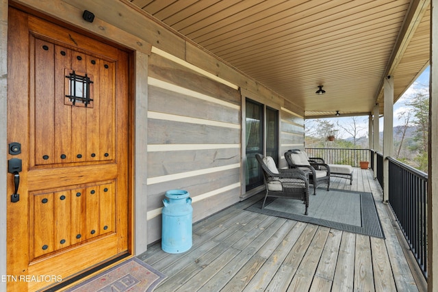 deck featuring a porch