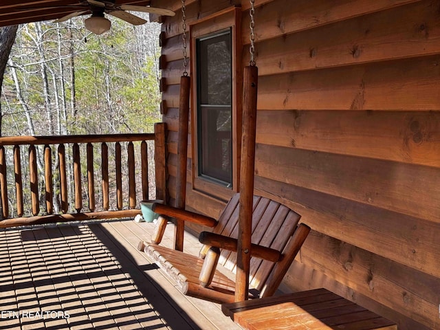 deck featuring a ceiling fan