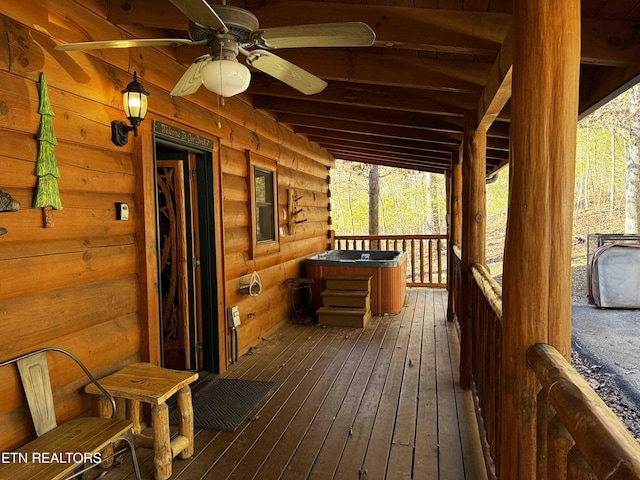 deck with a ceiling fan