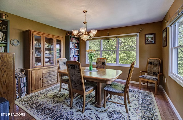 954 Pawnee Ct, Sevierville, TN 37876 - dining area with a chandelier, baseboards, and wood finished floors