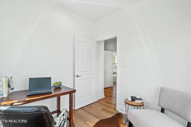 office area featuring light wood-style floors