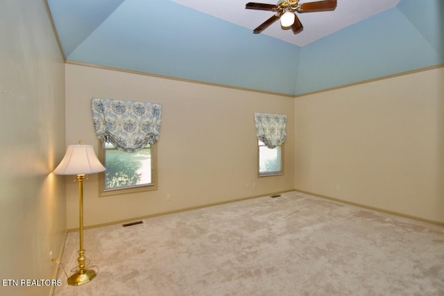 1689 Peppertree Dr, Alcoa, TN 37701 - unfurnished room featuring carpet floors, a ceiling fan, and high vaulted ceiling