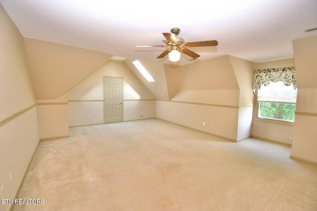 1689 Peppertree Dr, Alcoa, TN 37701 - bonus room with a ceiling fan, carpet, a skylight, and vaulted ceiling