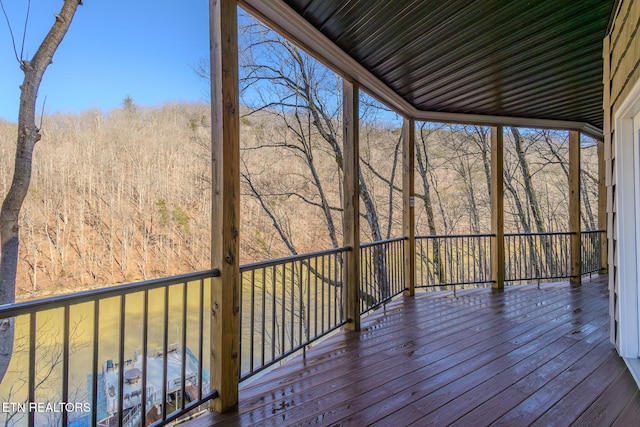 deck with a view of trees