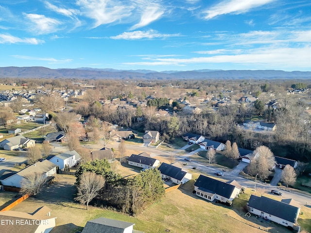 bird's eye view featuring a residential view and a mountain view