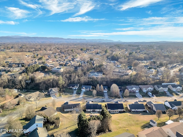 aerial view featuring a mountain view and a residential view