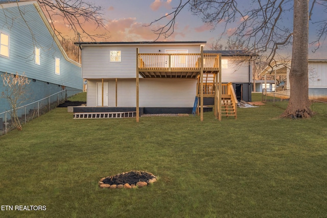 2247 W Gilbert Ln, Knoxville, TN 37920 - back of house featuring a deck, stairs, and a fire pit