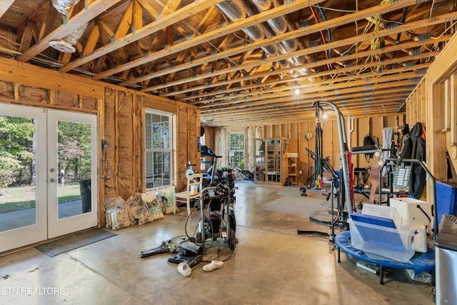 workout area with french doors