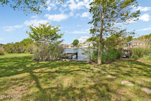 2024 Cravens Dr, Crossville, TN 38572 - view of green lawn featuring a water view and a boat dock