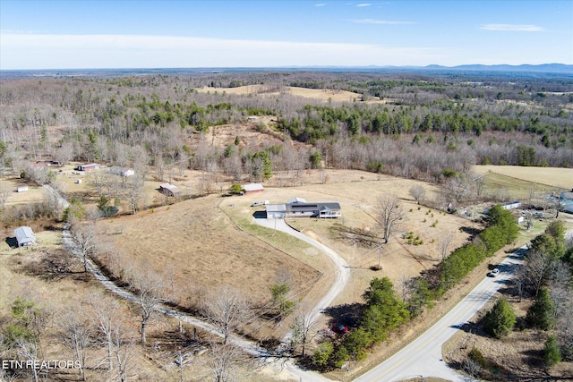 aerial view featuring a rural view